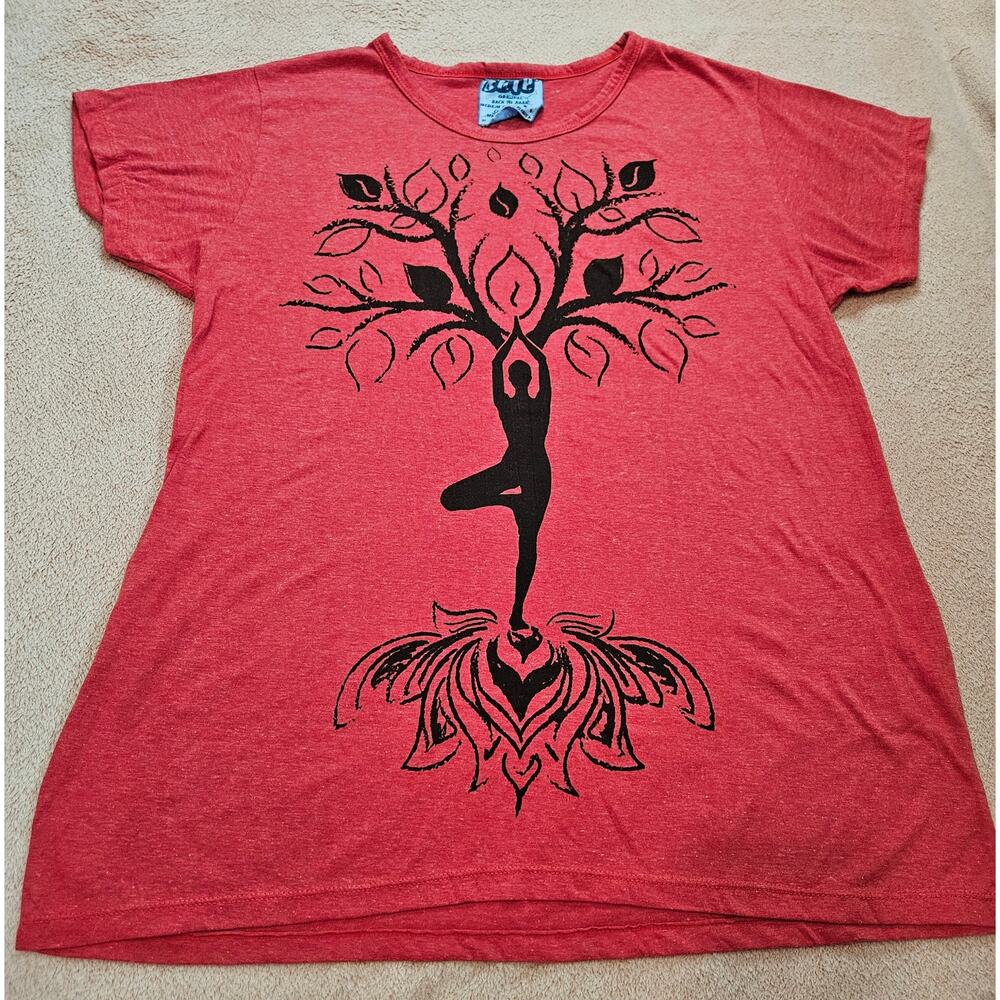 Moonflower Yoga Tree of Life Graphic T-Shirt Red Size XL